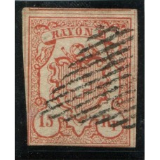 SUIZA 1852 Yv 22 ESTAMPILLA CLASICA ( Zu. 18 ) RARA Y DE ALTO VALOR 850 EUROS